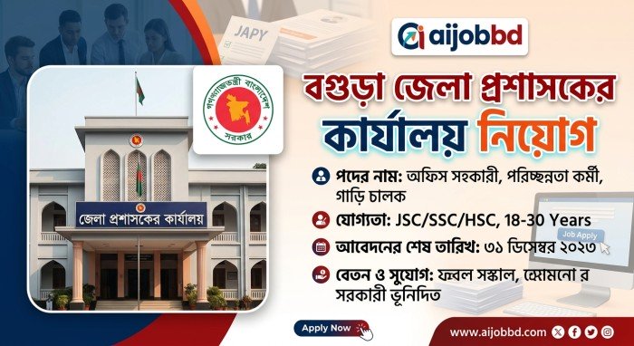 বগুড়া জেলা প্রশাসকের কার্যালয় নিয়োগ: সার্টিফিকেট সহকারী ও হিসাব সহকারী পদের আবেদন গাইড